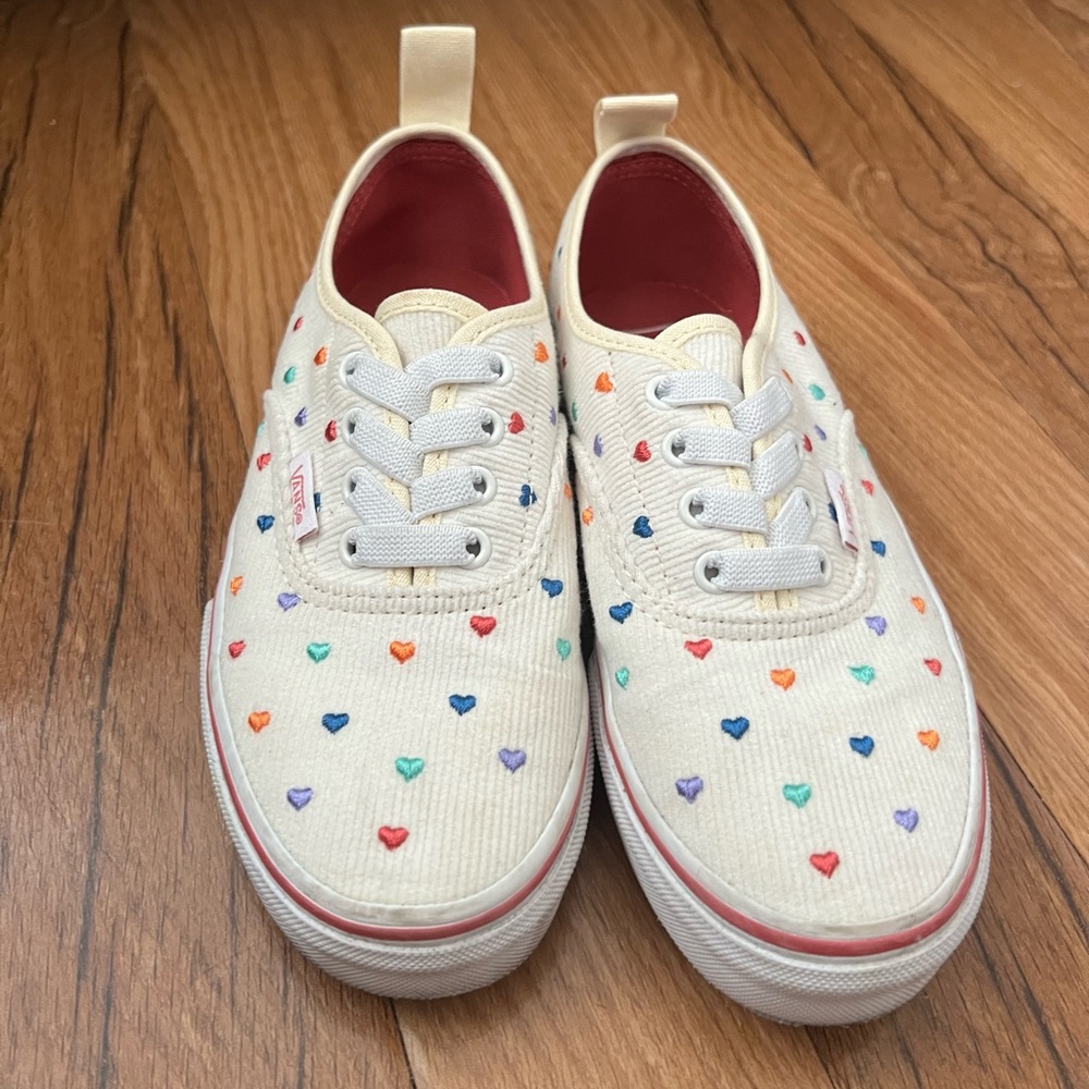 Cream Suede Heart Vans for Kids